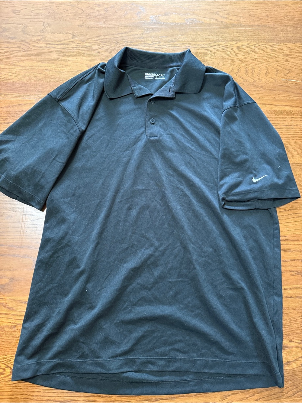 Nike fit dry Men’s Black Golf Polo Shirt with Swoosh Sleeve